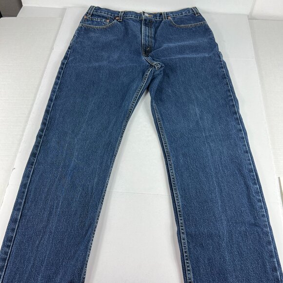 VTG 90s Levi's Jeans Men's 34x31 505 Straight Dark Blue Cotton Denim Tag 36x32